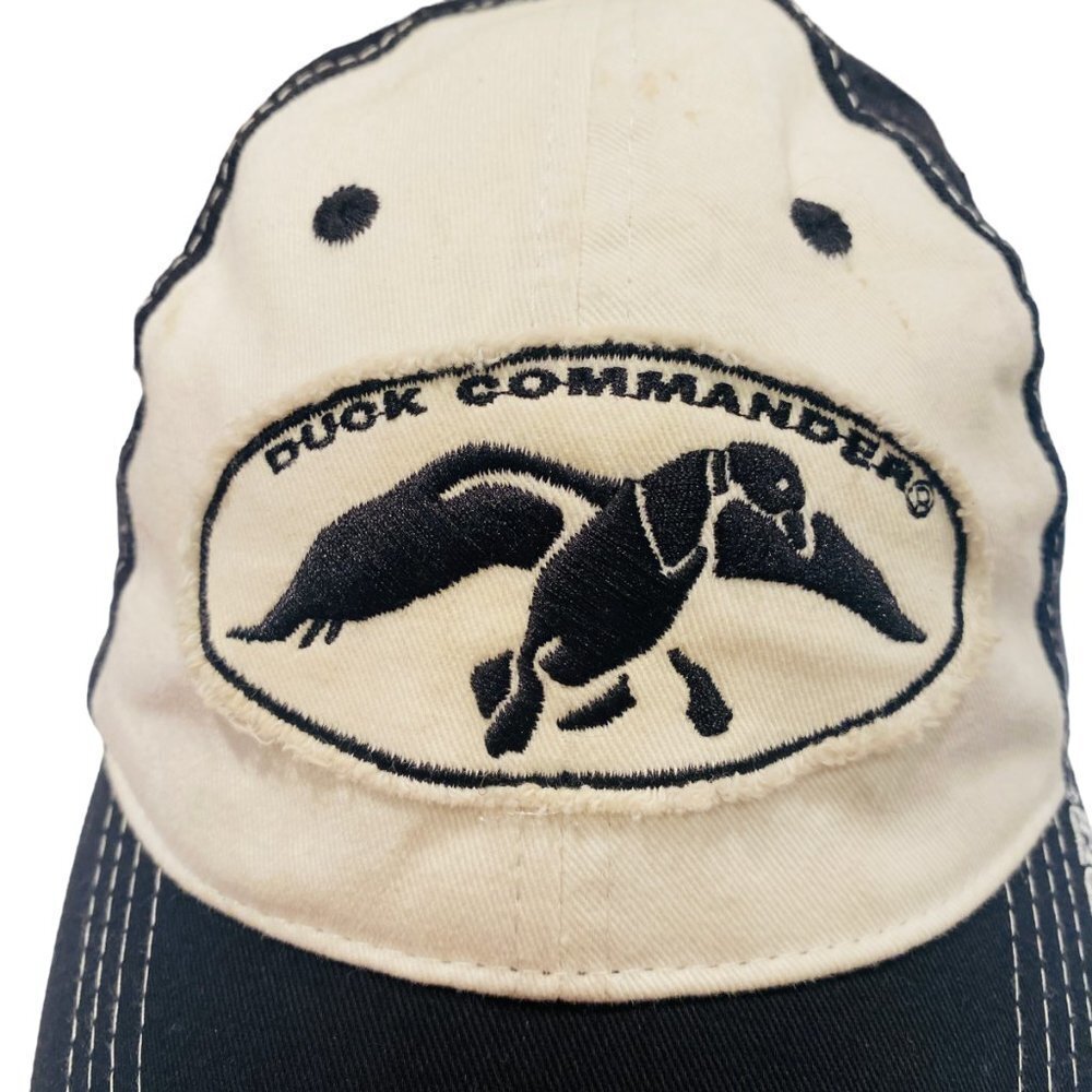 Black White Duck Commander Logo Hunting Cap